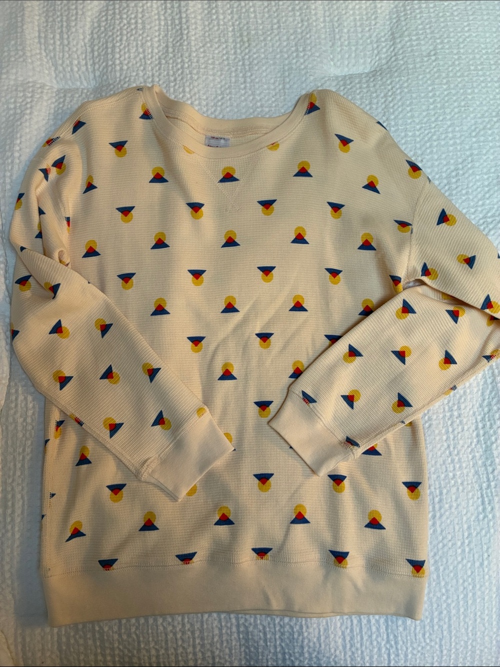 Hanna Andersson Geometric Print Kids Long Sleeved Waffle Knit Shirt 150 (12)